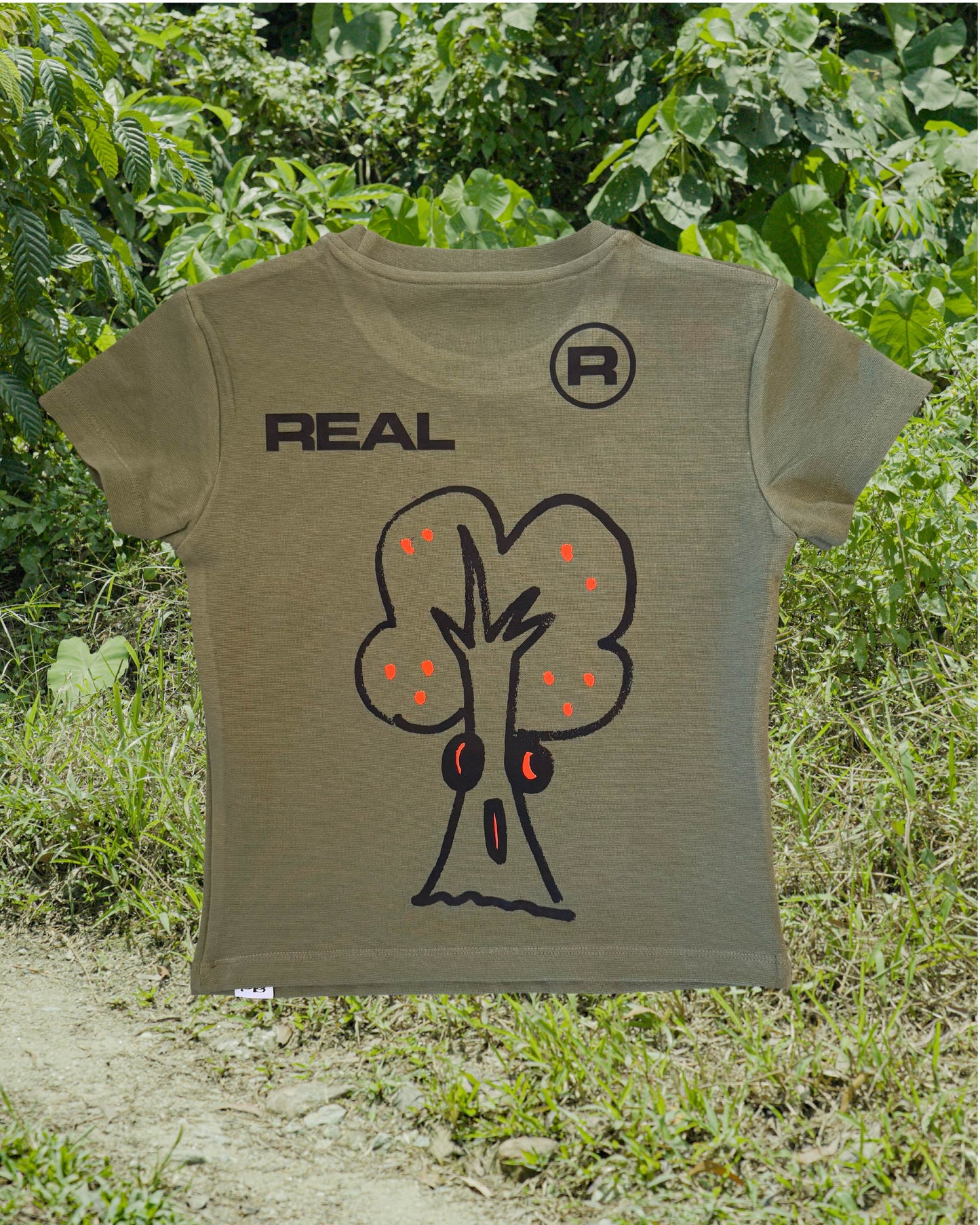 REAL BRAND BRAND - I WEAR CAMO TO BE SEEN BABY TEE - OLIVE