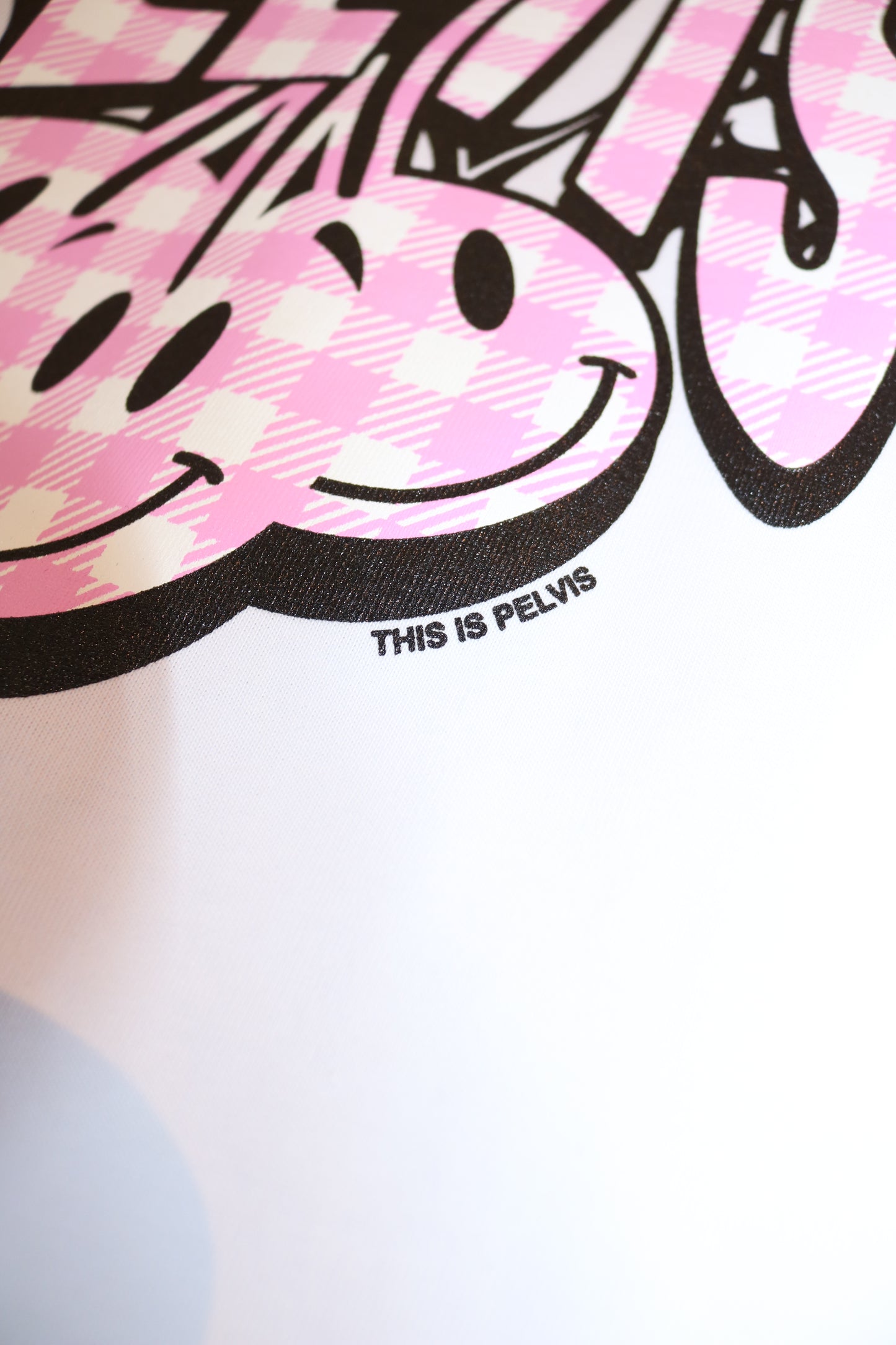 PELVIS - CHERRY GINGHAM LOGO - SS TEE (WHITE)